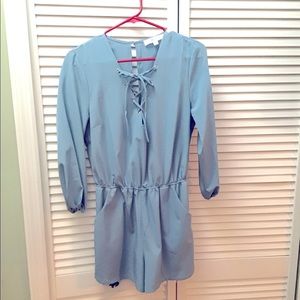 Light Blue Shorts Outfit with Pockets